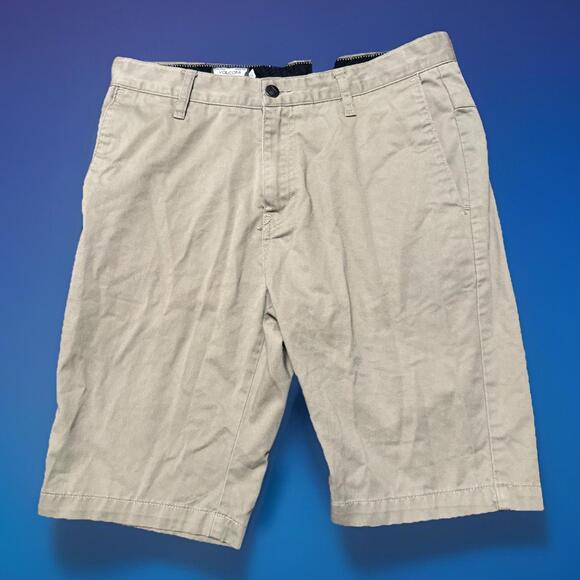 Volcom Shorts Mens Size 30 Khaki Tan‎ Flat Casual Outdoor Chino 32x10 - Picture 1 of 5